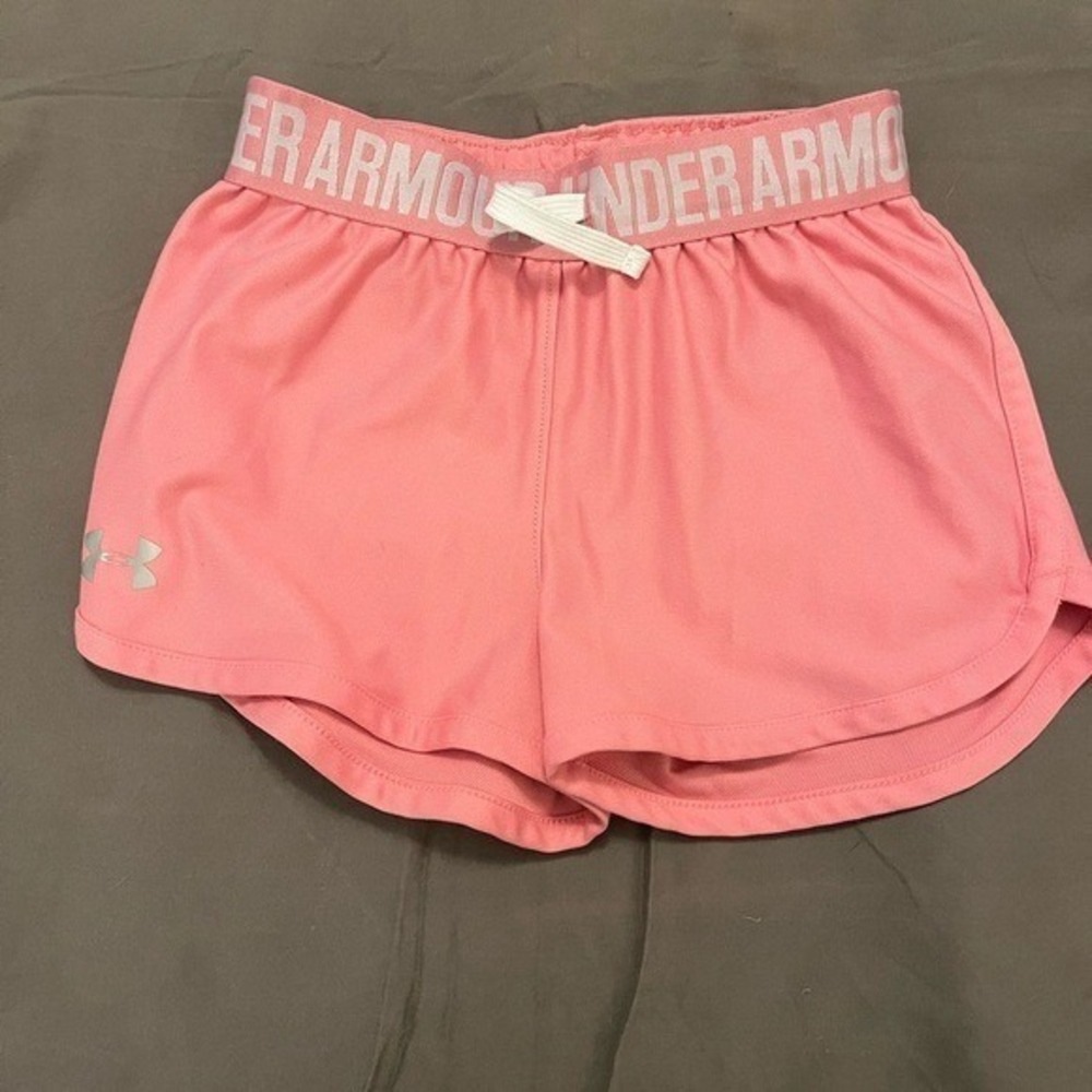 Under Armour Girls Pink HeatGear Loose Fit Athletic Shorts‎ YSM Small